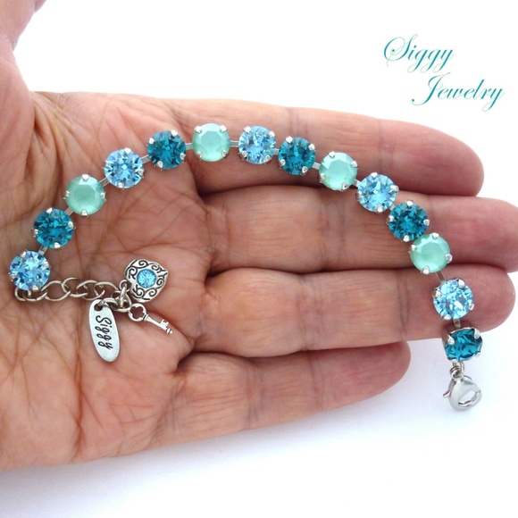 Swarovski® Crystal Bracelet, 8mm Aqua, Teal, Mint - Picture 8 of 9